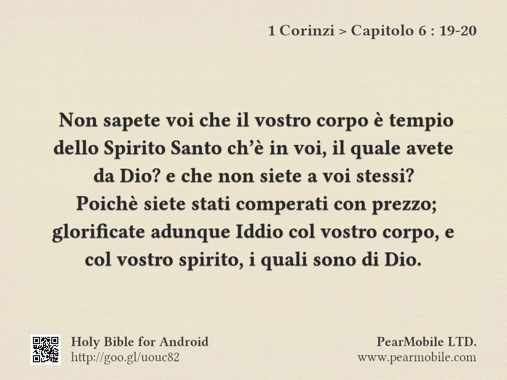 1 Corinzi, Capitolo 6:19-20